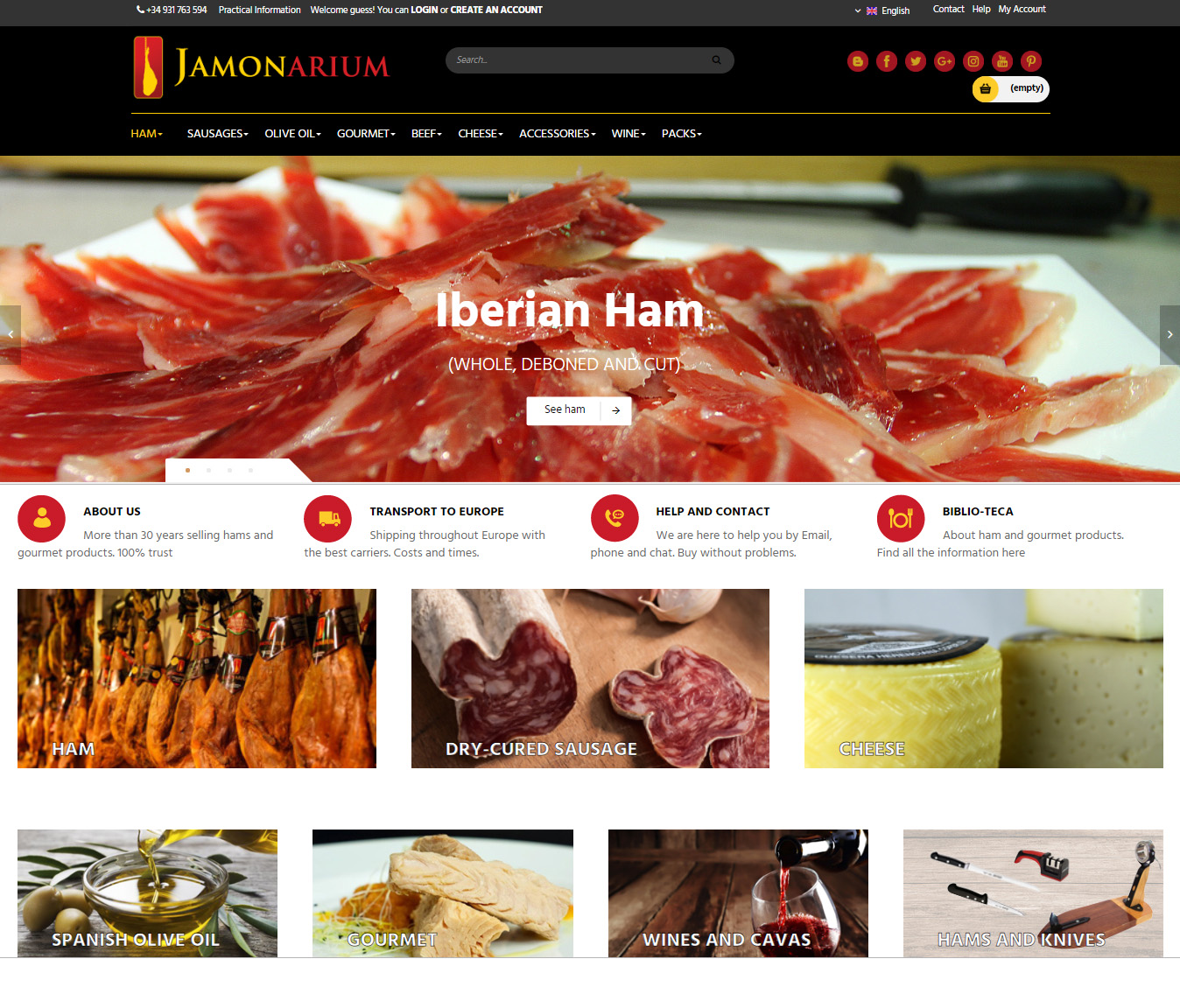 negozio online che vende prosciutti e salsicce iberiche
